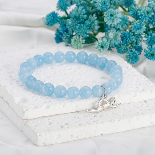 Swimmer Charm Bracelet - Aquamarine Swimming Jewelry for Women