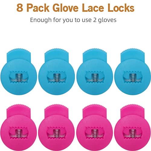 Baseball Glove Lace Locks - 8 Pack, Adjustable Fit - Pink & Sky Blue