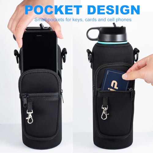 Water Bottle Holder with Strap and Phone Pocket for 32oz 40oz Bottles