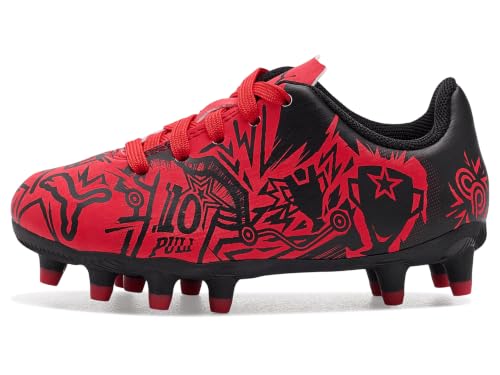 Puma Boys Tacto Christian Pulisic Soccer Cleats for Firm & Artificial Ground, Big Kid Size Red/Black