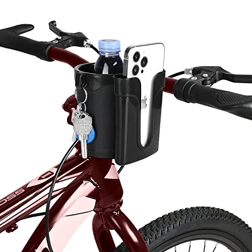 3-in-1 Bike Cup Holder with Phone & Key Holder - Black