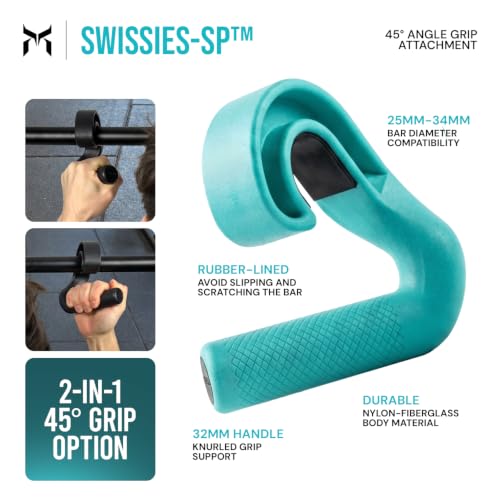 Kensui Swissies Pull Up Handles with 45° Angled Grip for Bars & Cables - Teal, Pair