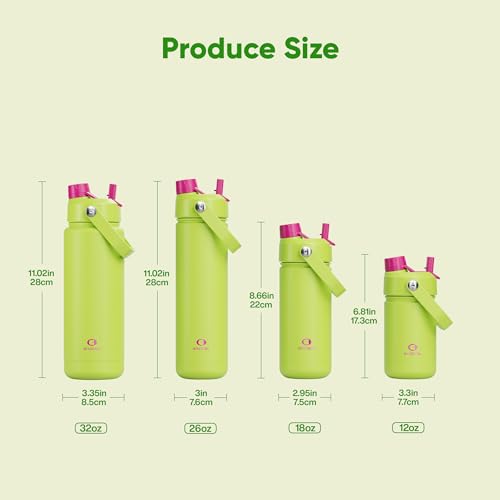 ENCOOL 18 oz Insulated Stainless Steel Water Bottle with Straw - Leakproof, BPA-Free, Double Wall Vacuum, Acid Green