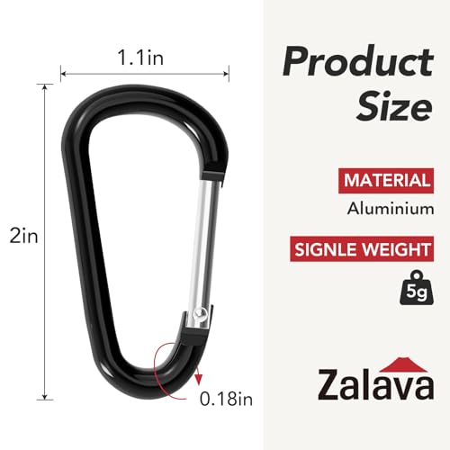 24pc Assorted Aluminum Carabiner Clips - Keychain Spring Hooks