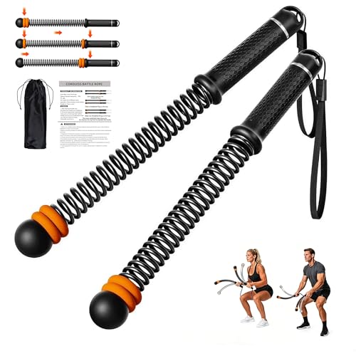 Adjustable Ropeless Battle Ropes - Portable Workout Equipment, Black | Customizable Weights
