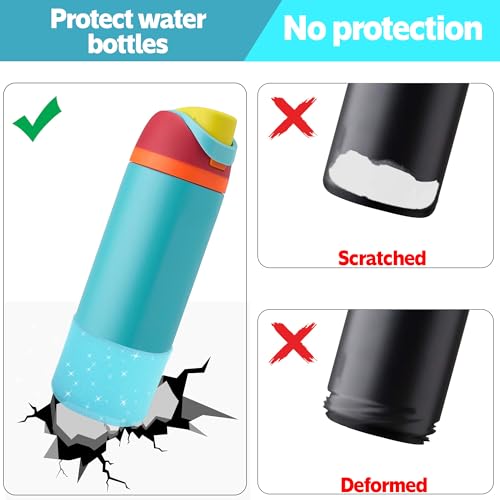 Silicone Water Bottle Boot - 40oz Clear Glitter Blue Sleeve Protector