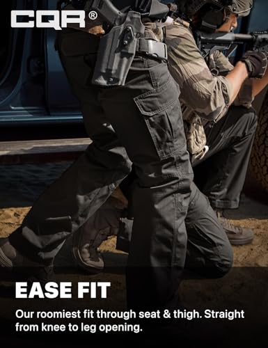 Men's Tactical Pants - Water Resistant Cargo Pants - Mag Pocket Black, 34W x 32L
