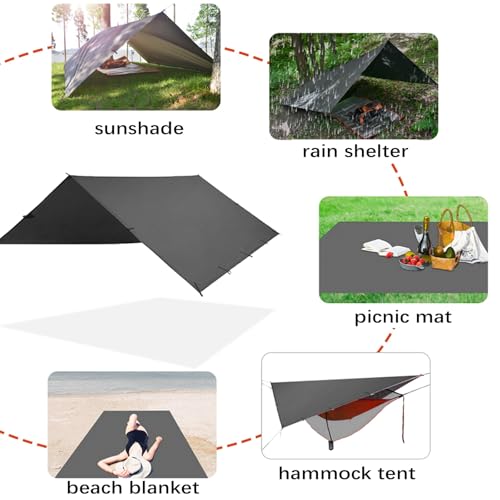 KALINCO Gray 10x16.5FT Camping Tarp Waterproof Rain Fly & Shelter