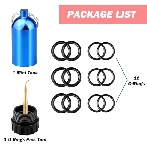 Blue Aluminum Mini Diving Tank Key Ring with O-Rings - Scuba Gear Accessory
