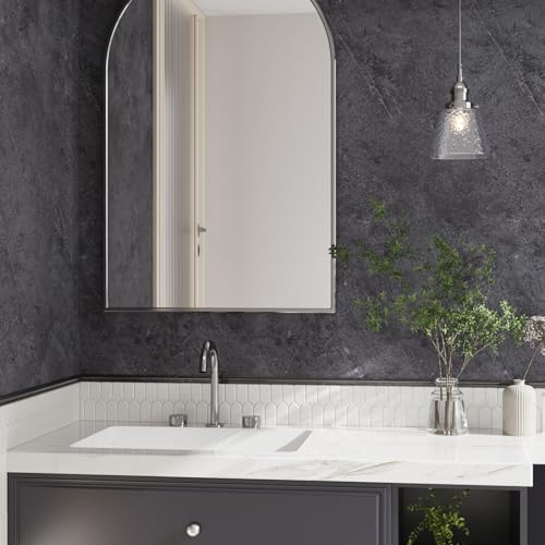 CRE8TIVE Dark Grey Concrete Wallpaper Peel and Stick Concrete Contact Paper for Countertops Cabinets Waterproof 12"x80" Self Adhesive Industrial Cement Wallpaper Textured for Kitchen Backsplash Walls