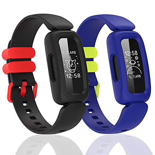 Silicone Replacement Bands for Fitbit Ace 3 - Black & Blue