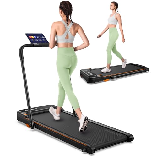2-in-1 Folding Treadmill with Safety Handle - Flaxen