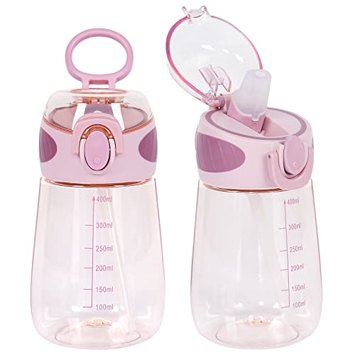 BPA-Free Lightweight Water Bottle with Straw 14oz - Pink