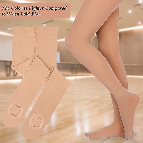 Ballet Dance Tights for Girls - Ultra Soft Convertible Footed - Tan, 10-15 Years