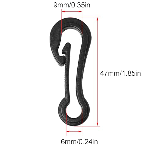 16PCS Outdoor Rucksack Plastic Quick Hooks - 47mm Black