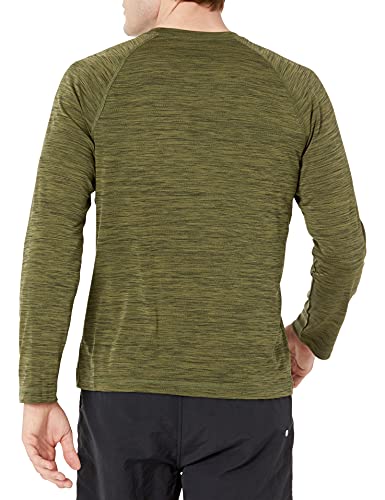 Men's Long-Sleeve Quick-Dry UPF 50 Swim Tee - Large Olive Heather