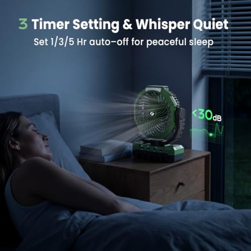 24000mAh Camping Fan with Light & Remote - Green