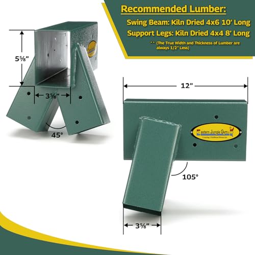 A-Frame Swing Set Brackets - Heavy Duty Steel, Green, 2 Pack