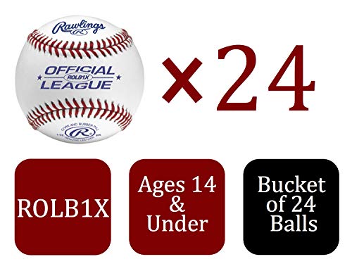 Competition Grade Baseballs in Bucket - 24 Count, Youth/14U
