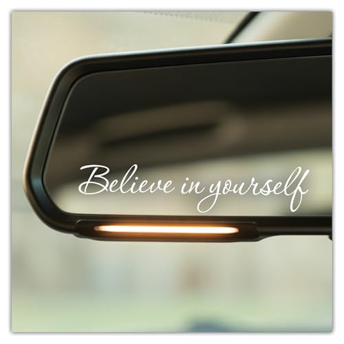 (3 Pcs) Believe in Yourself Mirror Sticker Inspirational Motivational Quote Vinyl Decal for Car Rear View Mirror Window Laptop Motorcycle Waterproof Aesthetic Sticker 4 Inches