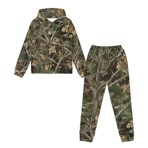 Kids Hoodie and Sweatpants Set Boys Girls 4-12 Years Camo Hunting Variation
