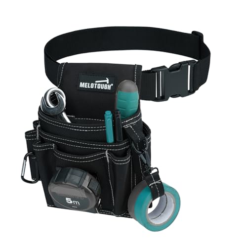 MELOTOUGH Electrician Tool Pouch with Belt Clip, 2 Inch Heavy Duty Work Belt Set for Men, Utility 13 Pockets Tool Pouch for Contractors & Roofing, Adjustable Carpenter Organizer Set