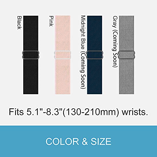 C2D JOY Black Stretchy Nylon Loop Strap for Garmin Forerunner 45/45S - Adjustable Wrist Fit