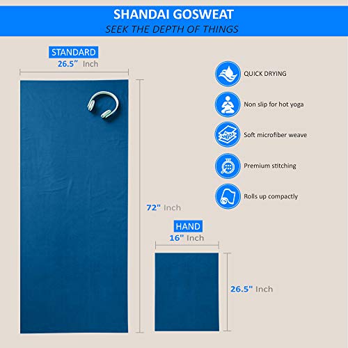 Non-Slip Hot Yoga Towel - Super-Absorbent Microfiber - Evening Blue 26.5" x 16"