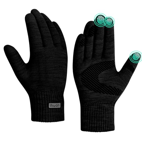 Thermal Winter Gloves for Men & Women - Black, Large