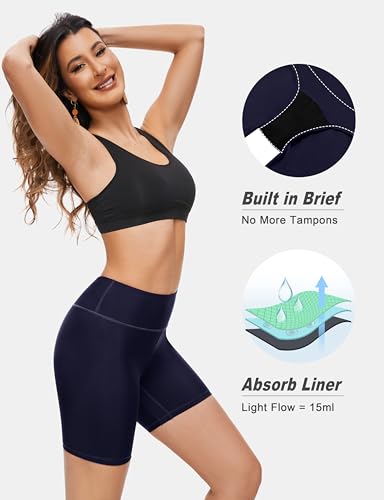 Leovqn X-Large Blue Menstrual Swim Shorts - Period Bikini Bottoms for Women