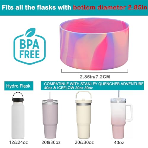 Silicone Boot Sleeve for Stanley Quencher 30-40oz & IceFlow 20-30oz - Rose Purple/Purple Green Mix