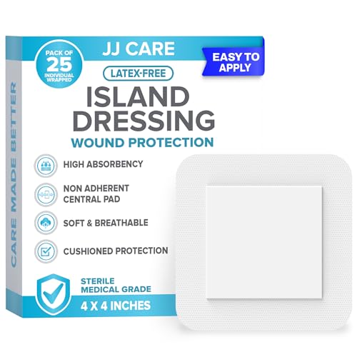 Adhesive Island Dressing - 4x4 Inch (Pack of 25) Sterile Bandages