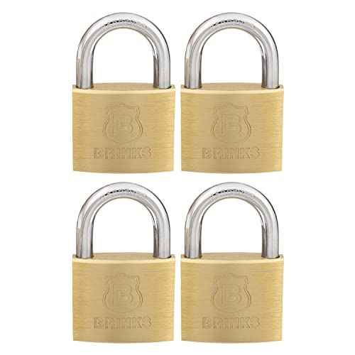 BRINKS - 40mm Solid Brass Keyed Padlock with 7/8¡± Shackle Clearance, 4-Pack - Chrome Plated with Hardened Steel Shackle, (171-40401)