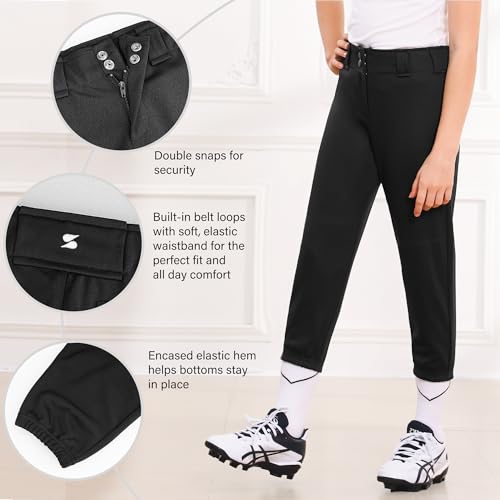 Stelle Girls Softball Pants with Pockets, Large, Black – Fastpitch Youth