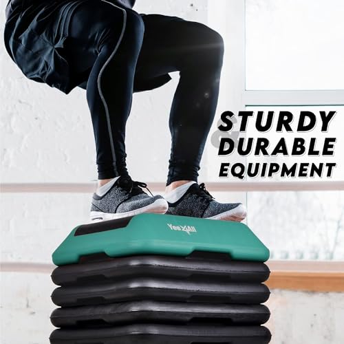 High Step Aerobic Platform with Stackable Risers - Green/Black