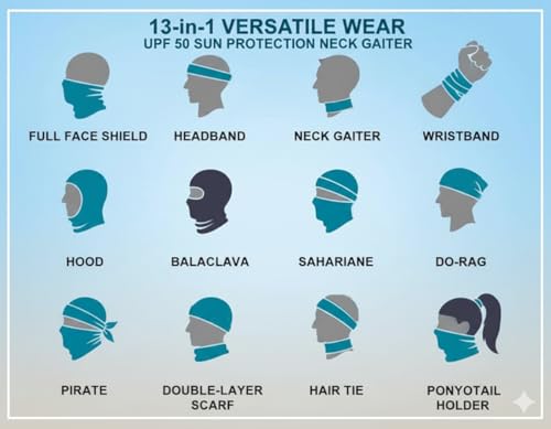 Sun Protection Neck Gaiter Mask - UV Blocker for Outdoor Use - Grey Fish