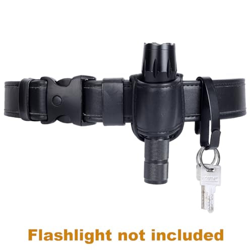 TAFTACFR Black Plain Metal Tactical Key Ring & Flashlight Holster Bundle for Police & Fire