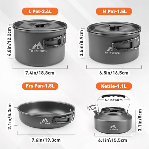 Black 27-Piece Camping Cookware Set for 2-4 People | Portable Kitchen with Kettle, Pots, Pans & Utensils