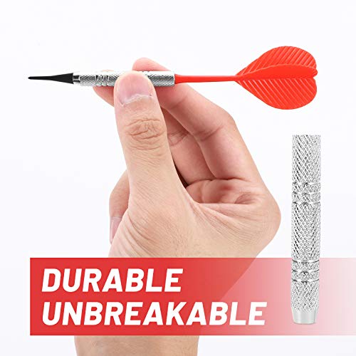 Soft Tip Darts Set - 12 Plastic Darts with 100 Extra Tips - Silver