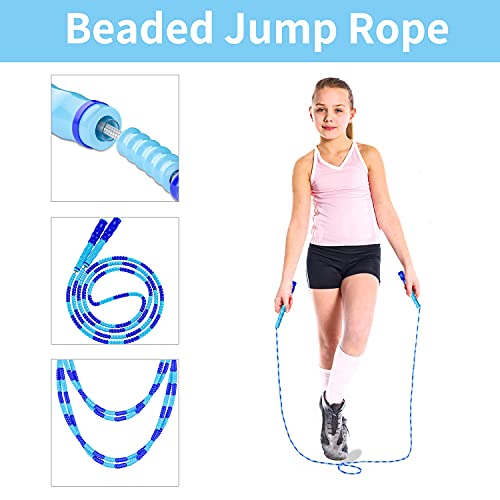 Adjustable Soft Beaded Jump Rope - 3 Colors: Green, Pink, Blue