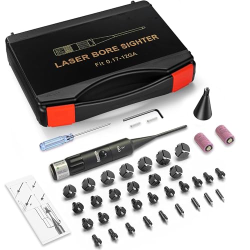 Green Laser Bore Sight Kit with 32 Adapters for 0.17 to 12GA Calibers