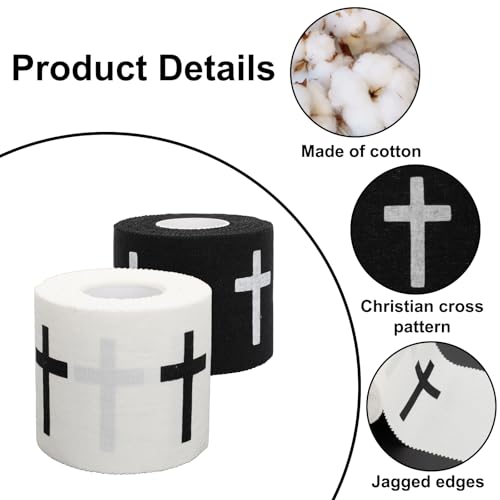 Xokipol 2 Pcs Athletic Tape Black & White 2in x 23ft Cross Wrist Support Zinc Oxide