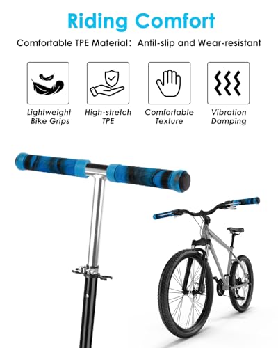 138mm Soft TPE Rubber Handlebar Grips for BMX Bikes & Pro Scooters - Blue