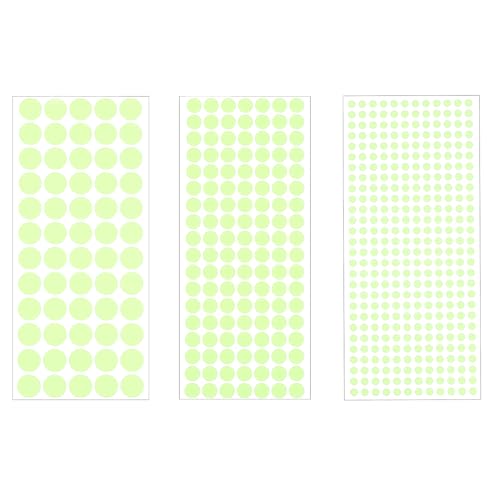uxcell Glow in The Dark Dot Stickers, Glow Dot Wall Decals, Glowing Dot Decal Decoration for Ceiling and Wall, 522 Dots in 3 Sizes, Fluorescent Green
