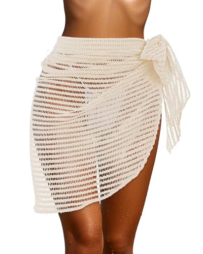 Crochet Bikini Cover-Up Skirt - Hollow Out Mermaid Skirt - Beige