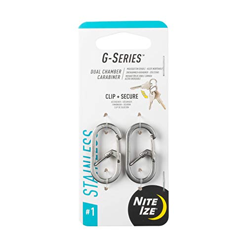 G-Series Dual Chamber Carabiner Keychain - Stainless Steel, Size #1, 2 Pack