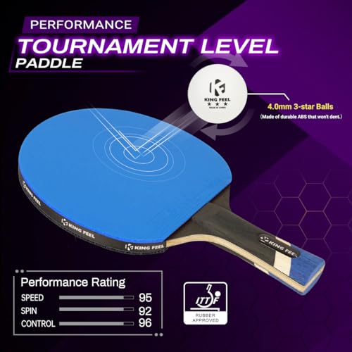 KingFeel 7-Ply Carbon Fiber Ping Pong Paddle ITTF Approved Performance Blade