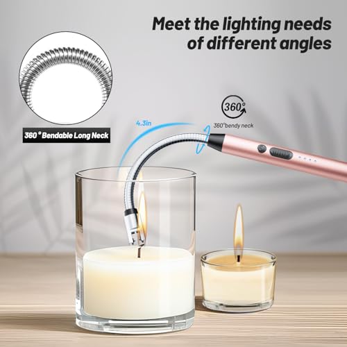 Electric Candle Lighter with Flexible Neck - Rose Gold