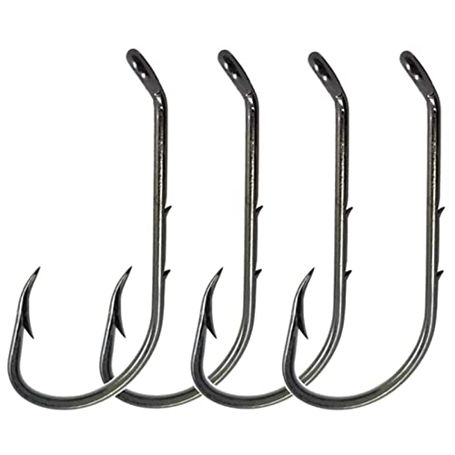 Offset Fishing Hooks - Barbed Shank, 100pcs, Model 2/0