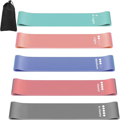 Resistance Bands Set of 5 - TPE Elastic Workout Bands - Macarons